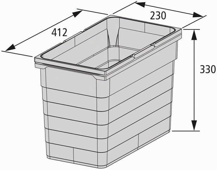 eins2vier Abfallsammler Höhe: 330 mm Volumen 25 Liter 230 x 412 mm dunkelgrau 5061 Mülleimer Abfalle