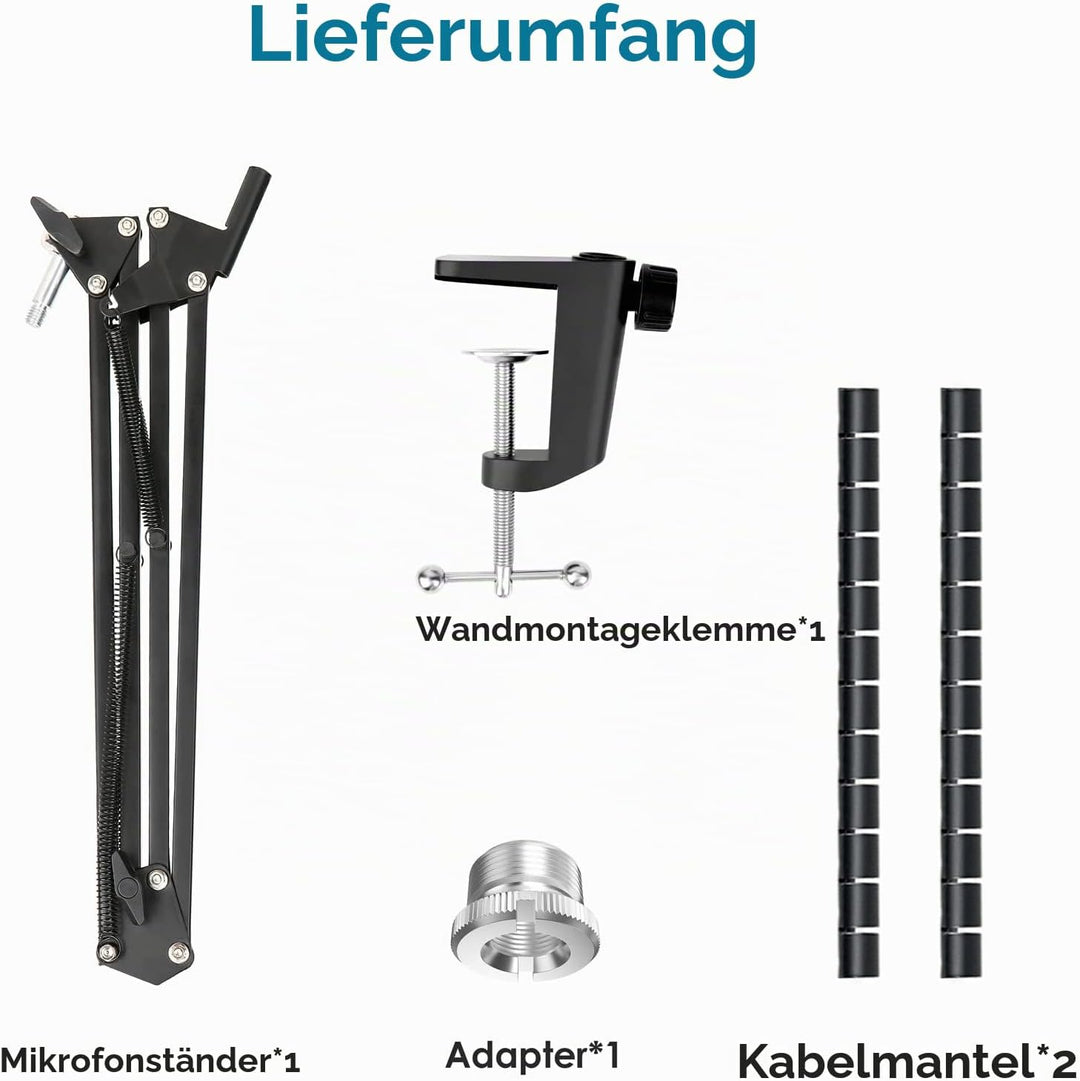 FIFINE K688 Mikrofonarm Boom Arm - Mikrofon Schwenkarmständer kompatibel mit FIFINE Recording XLR/US