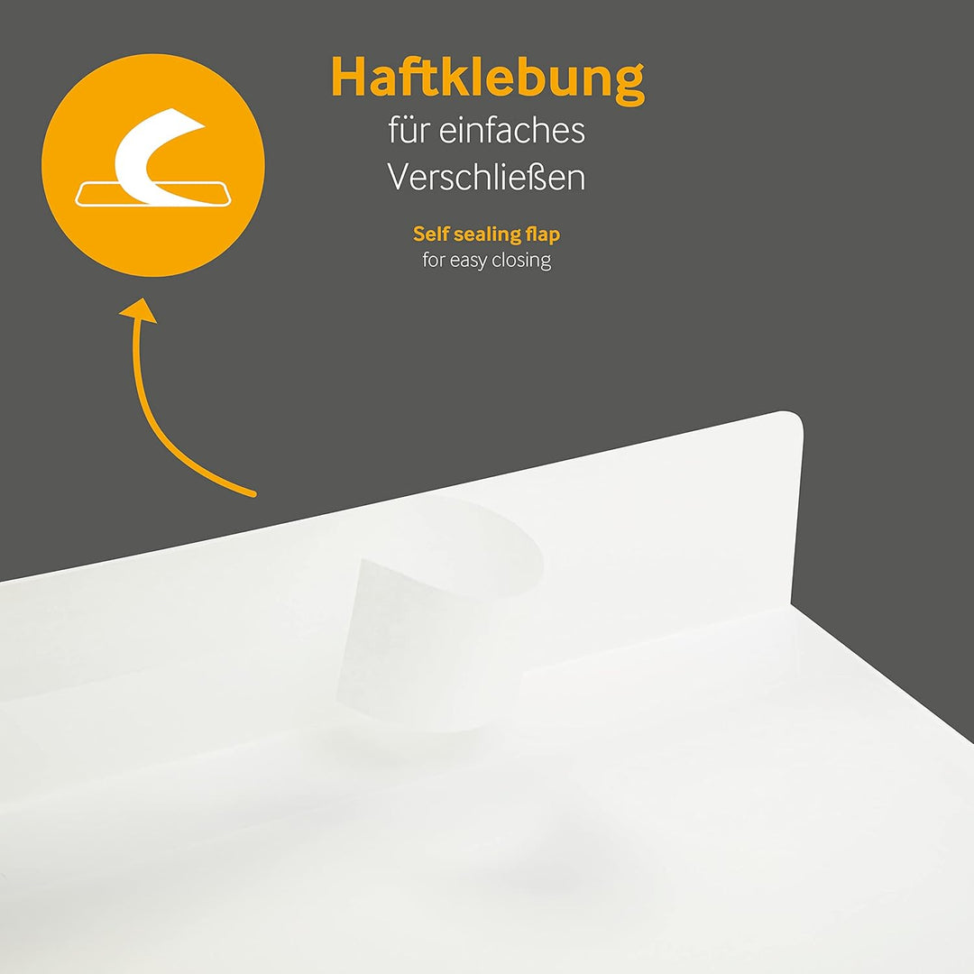 Transparente Briefumschläge, DIN lang (110 x 220 mm), Haftklebestreifen mit Abziehstreifen, 100 Stüc