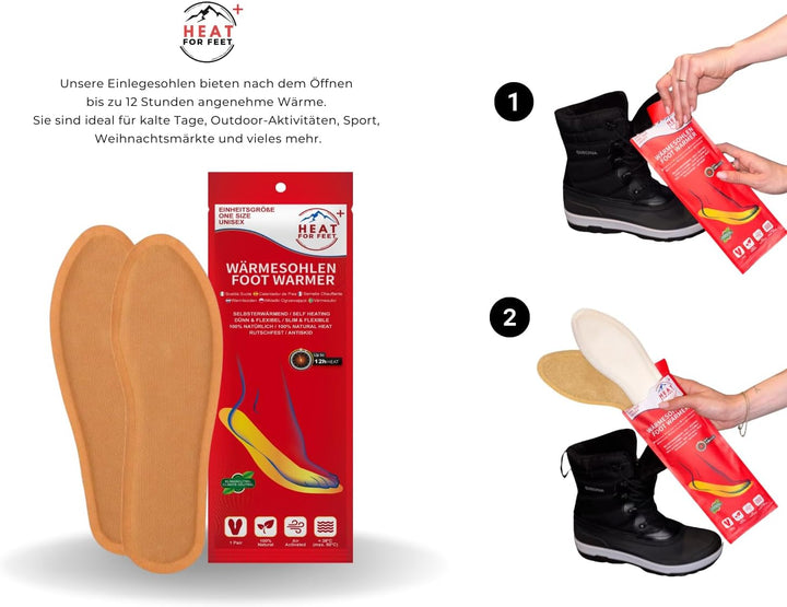 HEAT FOR FEET - Wärmesohlen für Schuhe - 30 Paar - Sofort wärmende & Bequeme Einlegesohlen, bis zu 1