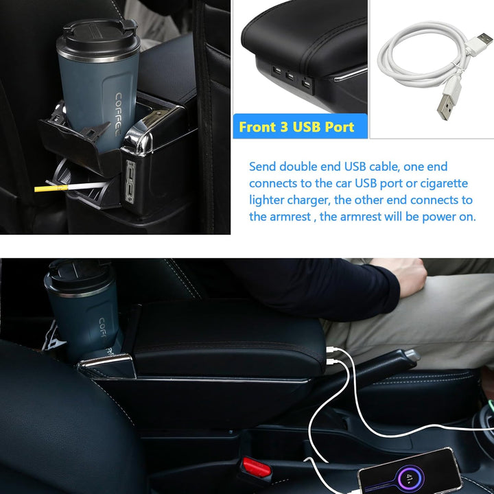 für Berlingo 2010-2020 Armlehne Mittelkonsole Aufbewahrungsbox Drehbar Mit Getränkehalter Doppelschi