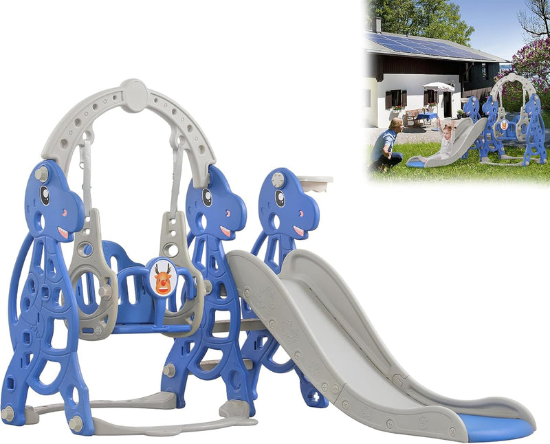 Aufun Rutsche Kinderrutsche, 4-in-1, Spielplatz mit Basketballkorb, extra Lange Rutsche, Schaukel, e