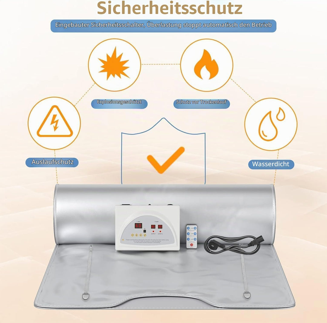 Infrarot Saunadecke, Sunowl 2 Zone Temperaturkontrolle Infrared Sauna Blanket mit Handreissverschlus