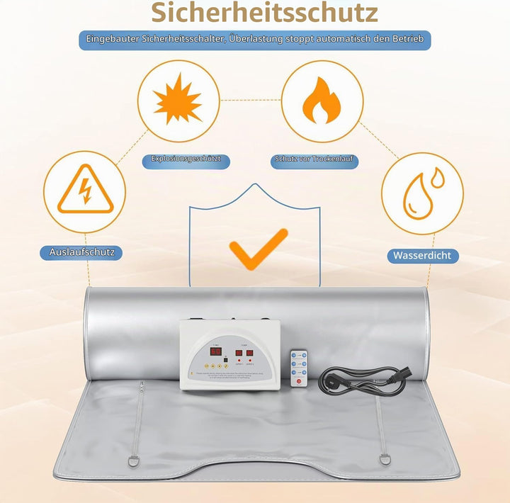 Infrarot Saunadecke, Sunowl 2 Zone Temperaturkontrolle Infrared Sauna Blanket mit Handreissverschlus
