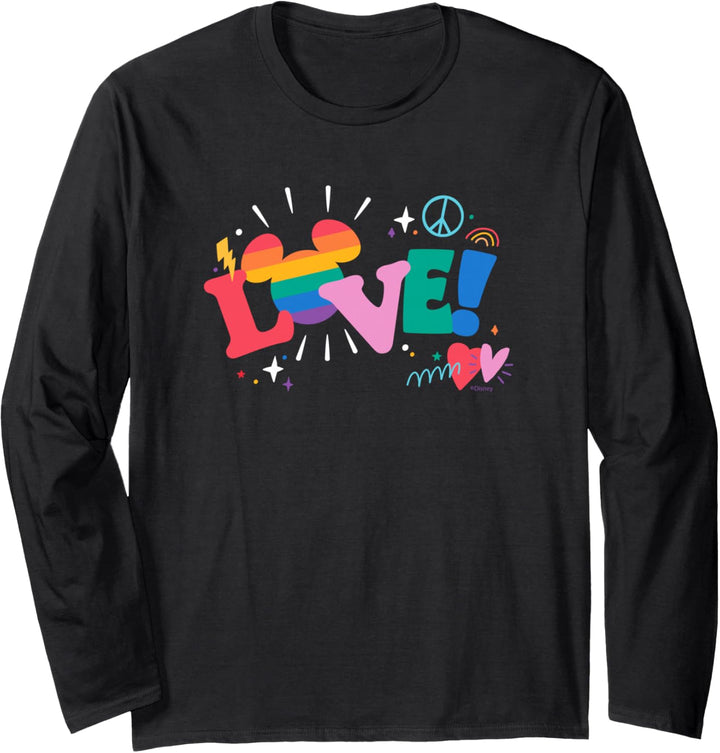 Disney Mickey Mouse Icon Pride Love Rainbow Doodles Langarmshirt