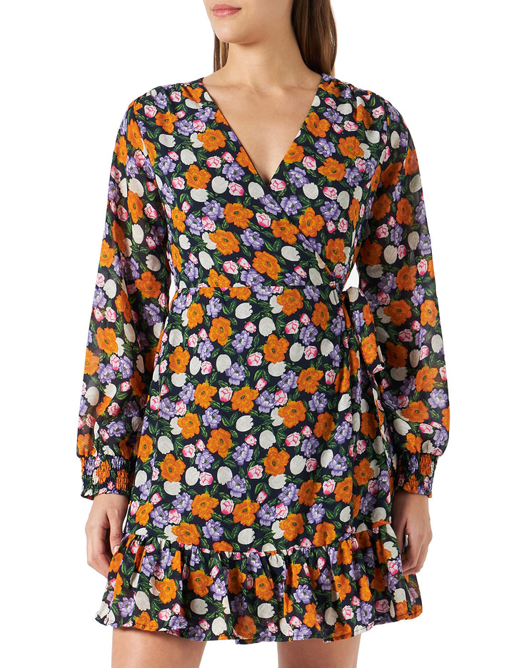 ONLY Damen Onlstar L/S Wrap Ptm Dress S Paisley Purple/Aop:margaretha Flower, S Paisley Purple/Aop:m