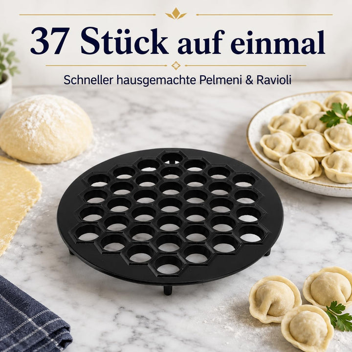 Pelmeni Form, Russischer Ravioli Maker aus massiver Aluminiumlegierung mit 37 Löchern, Teigtaschenfo