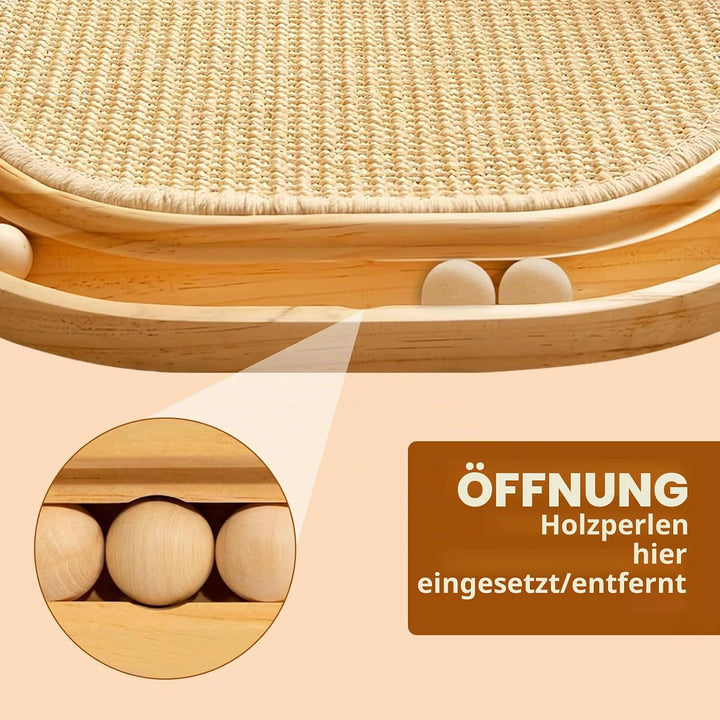 Tmefoy Sisal Kratzbrett, 2 in 1 Katzen Spielzeug, Massives Kiefernholz &amp; Natürliche Sisal Pad, 43x33