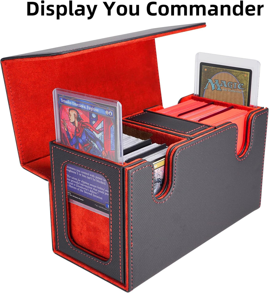 AFIING MTG Commander Kartenbox, 3-in-1 Karten-Aufbewahrungsbox für 200+ doppelt gesleevte Karten, Ma