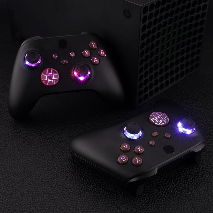 eXtremeRate Leuchttasten LED Knöpfe für Xbox Series X/S Controller, DTF LED Kit Ersatz Tasten D-pad