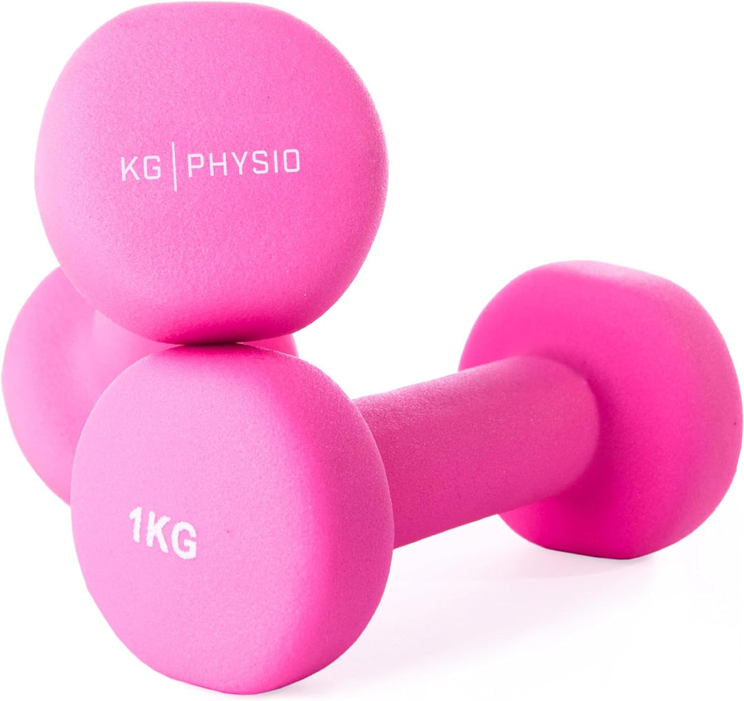 KG Physio Hantelset mit A3-Übungsposter - Neopren Kurzhanteln 2er Set - Fitness Gewichte aus Gusseis