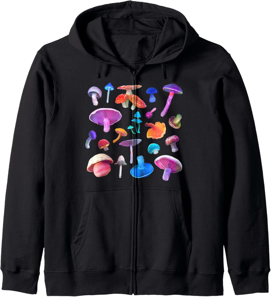 Trippy bunte Pilze Sorten farbig Wald Kunst Design Kapuzenjacke