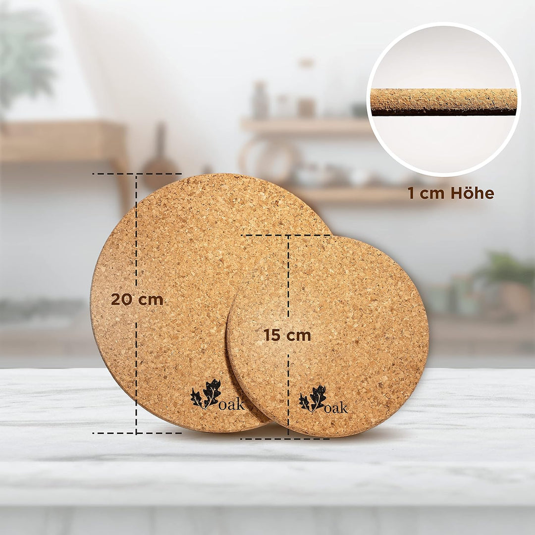 Voak® Topfuntersetzer Korkuntersetzer Set | 4 runde Kork Untersetzer | 100% Natur Kork Made in Portu