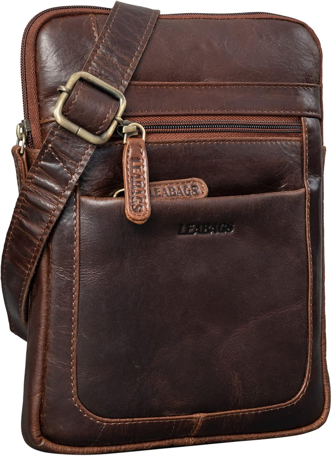 LEABAGS Leder Umhängetasche Herren & Damen I Messenger Bag mit Schultergurt I Schultertasche I Arbei