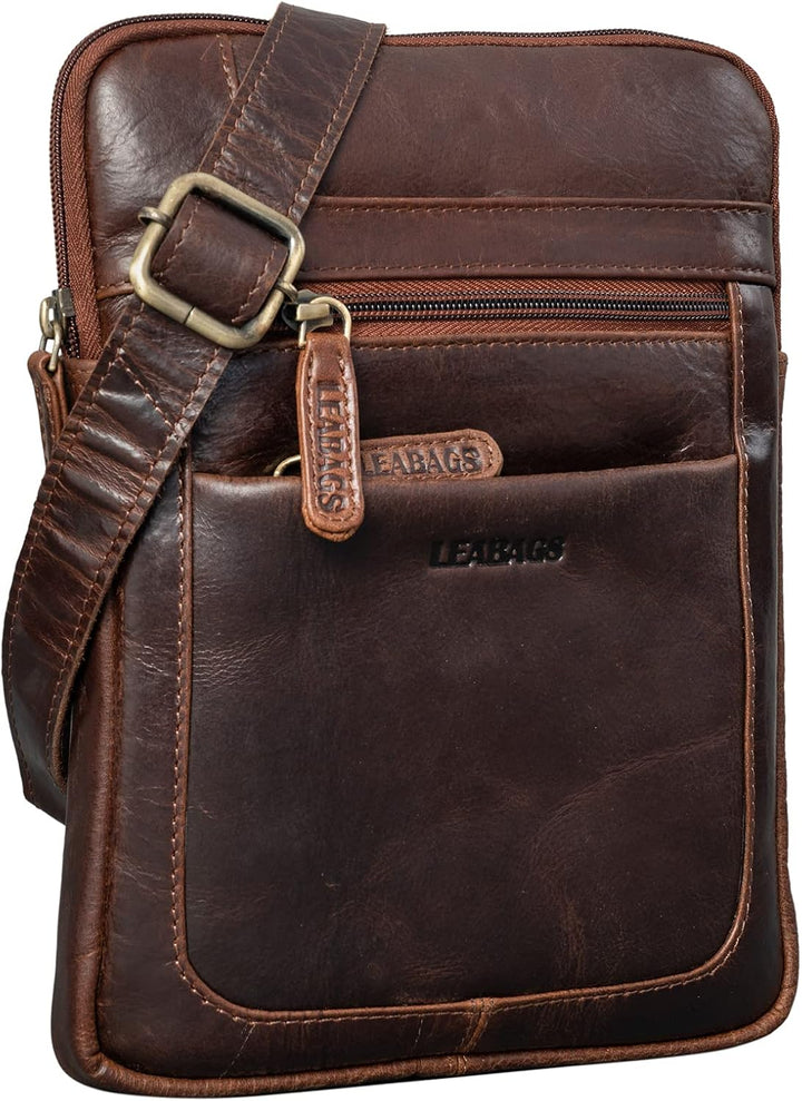 LEABAGS Leder Umhängetasche Herren & Damen I Messenger Bag mit Schultergurt I Schultertasche I Arbei