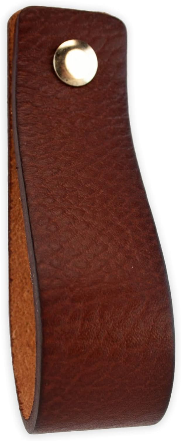 Brute Strength - Ledergriffe für Möbel - Cognac - 6 Stück - 20 x 2,5 cm - Schrankgriff, Türgriff für