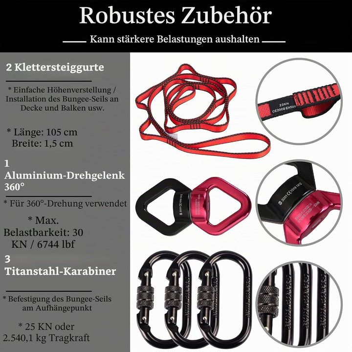 DASKING Heavy Bungee Band Set, Air Yoga Widerstand Bungee Stretch Gürtel, 4D Bungee Tanzseil, Exerci