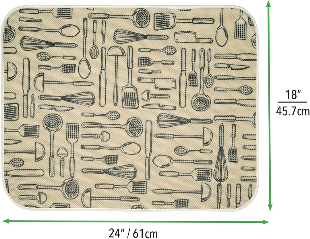 mDesign Abtropfmatte für Geschirr – schnelltrocknendes Mikrofasertuch mit 3 Lagen aus Polyester – ex