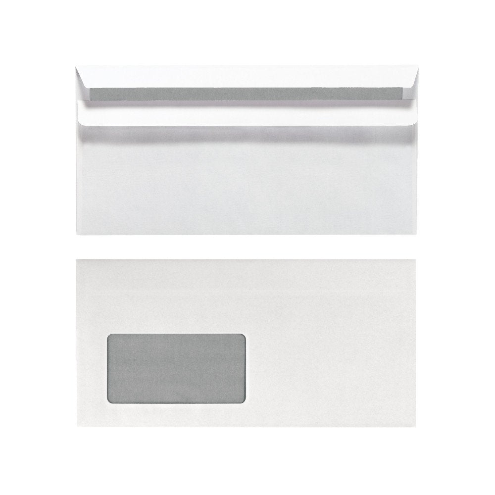Herlitz 11285541 Briefumschlag Din Lang, selbstklebend mit Fenster, 1000 Stück, Weiss, mit Fenster