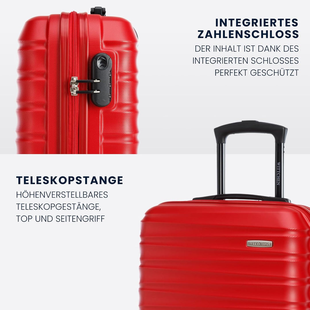 WITTCHEN Reisekoffer 3er Koffer-Set Rollkoffer Trolley Handgepäck Hartschale aus ABS mit 4 Spinner-R