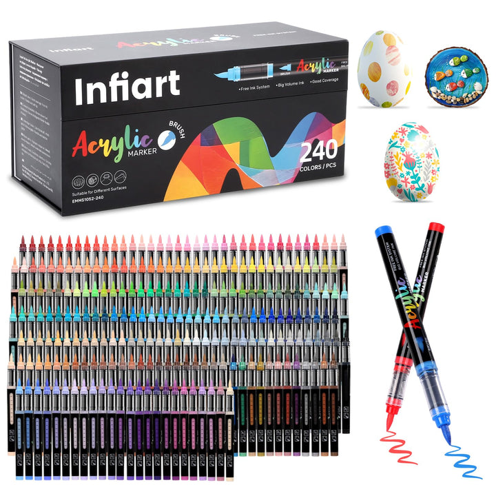 Infiart 240 Farben Acryl Marker Pinsel Spitze Automatische Tinte Steuerung Farbe Stifte Schnelltrock