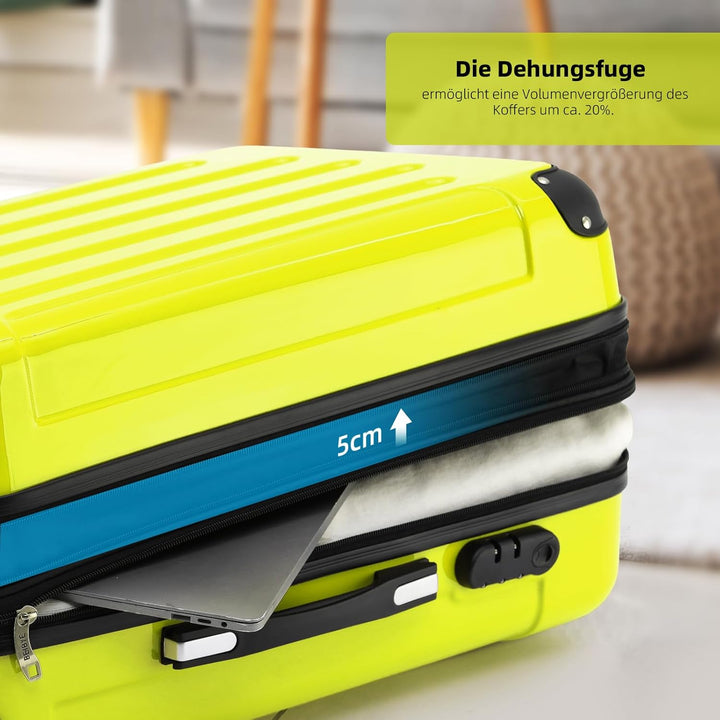 BEIBYE Zwillingsrollen 2048 Hartschale Trolley Koffer Reisekoffer in M-L-XL-Set in 17 Farben (Grün,