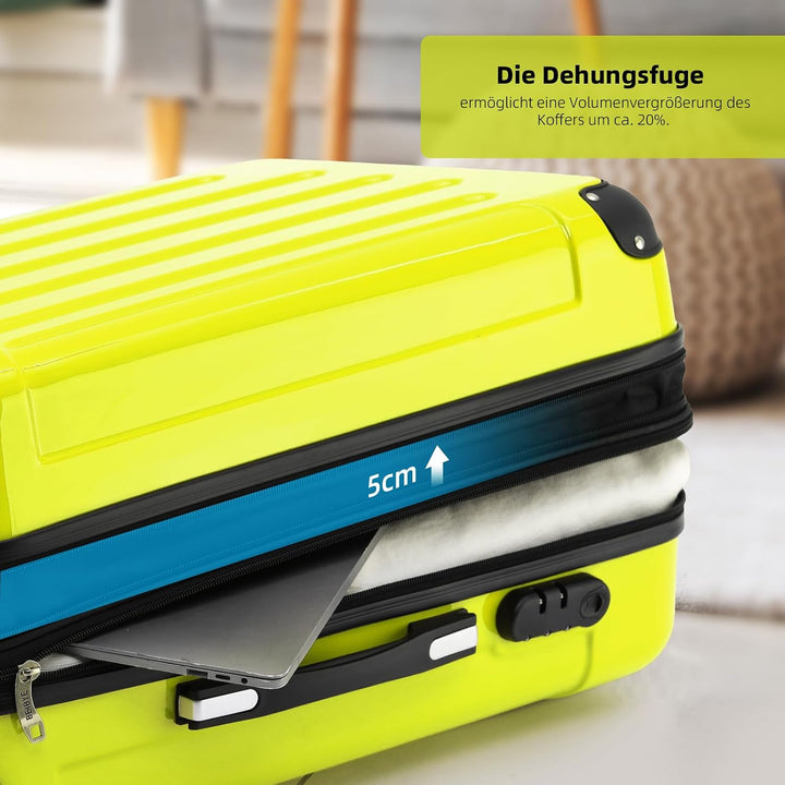 BEIBYE Zwillingsrollen 2048 Hartschale Trolley Koffer Reisekoffer in M-L-XL-Set in 15 Farben (Grün,