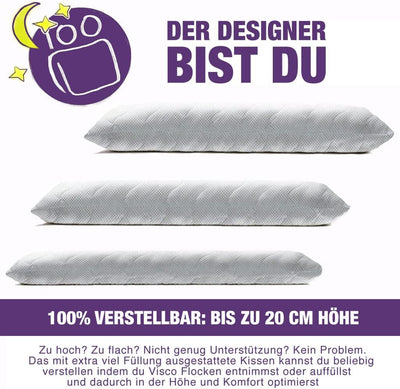 Traumreiter Seitenschläferkissen mit Bezug Baumwolle Altrosa,Extra breit & Memory Foam, Visco Dream