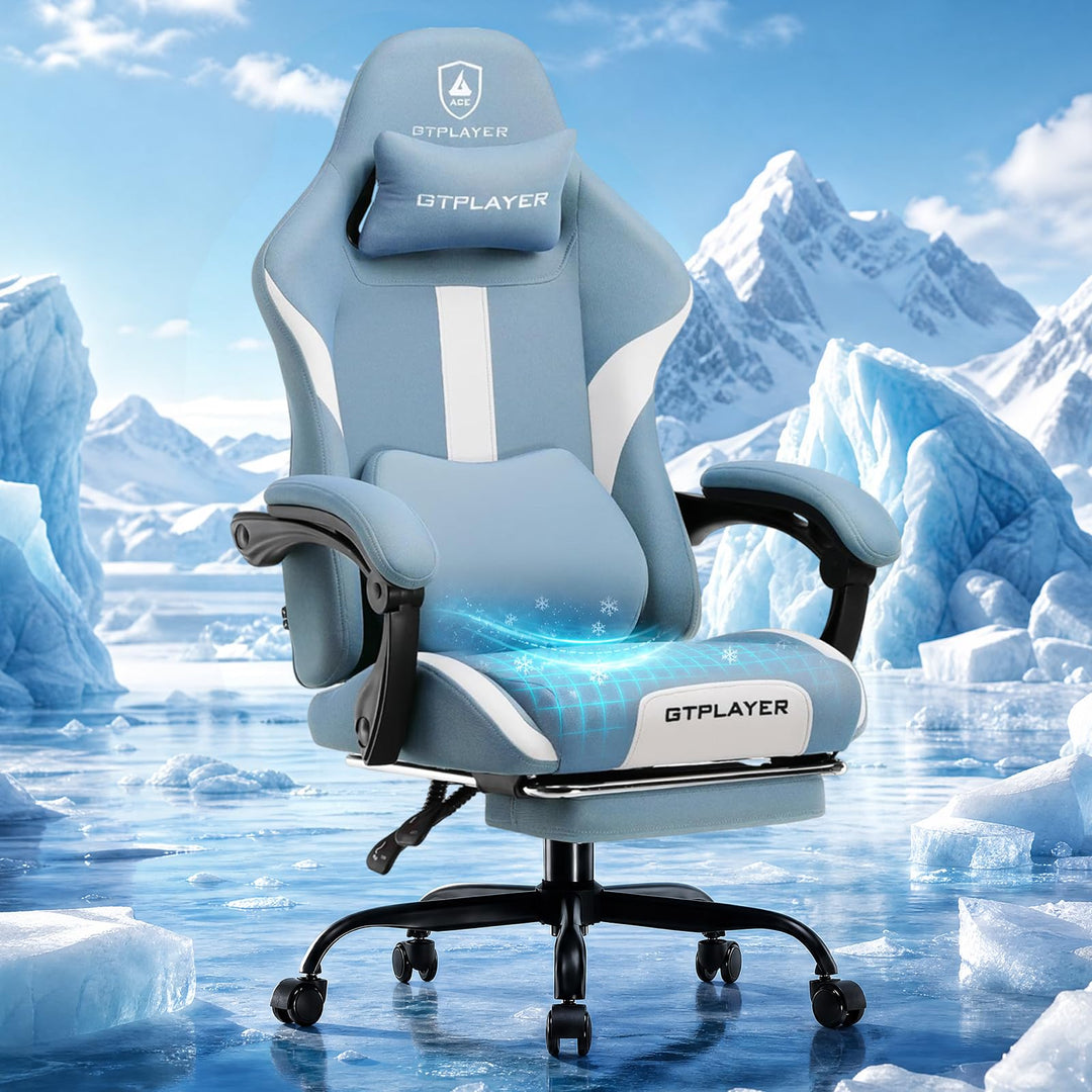 GTPLAYER Gaming Stuhl, Gamer Stuhl, Atmungsaktiver Bürostuhl aus Hochwertigem Stoff, Ergonomischer P
