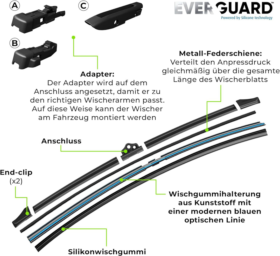 VALEO EVERGUARD - Premium - VSF50 - Silikon-Wischerblatt - 566007 - Länge: 500mm - Vorne (Beinhaltet