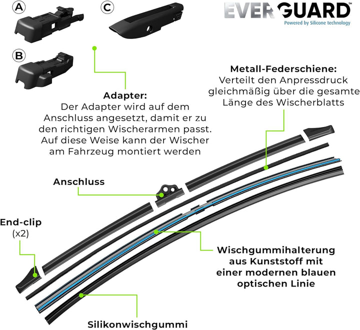VALEO EVERGUARD - Premium - VSF50 - Silikon-Wischerblatt - 566007 - Länge: 500mm - Vorne (Beinhaltet