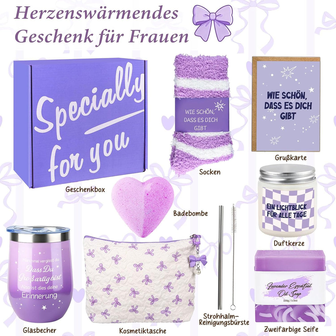 Geschenke für Frauen, Lila Kleine Aufmerksamkeit für Freundin, Liebevolles Geschenkset für Geburtsta