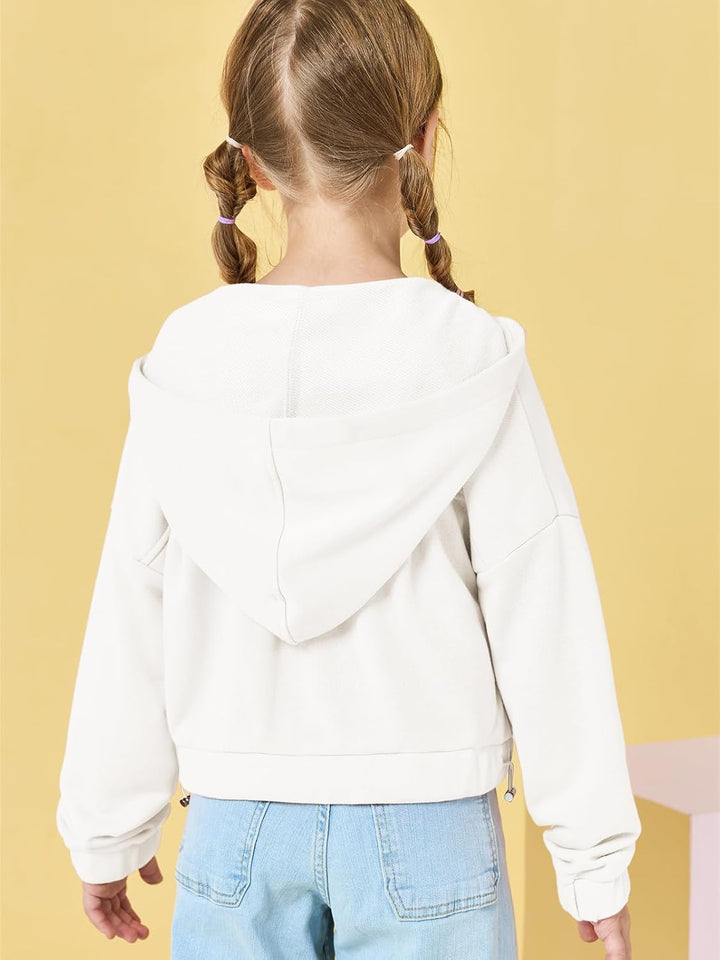 Haloumoning Mädchen Hälfte Zip Up Hoodies Kinder Mode lose Hooded Sweatshirts mit Taschen 3-14 Jahre