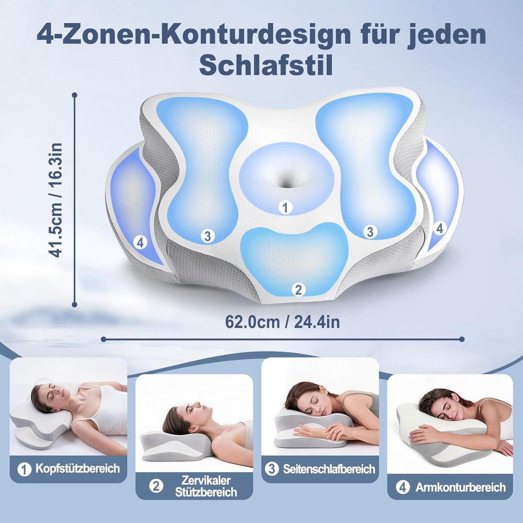 Orthopädische Kissen, Ergonomisches Kopfkissen, aus hochwertigem Memory Foam, mit Atmungsaktivem, Ab
