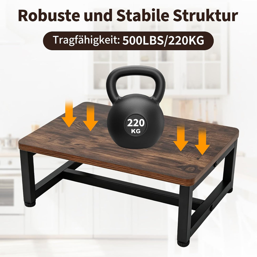 rloao Tritthocker Erwachsene Holz, 40x30x15cm Metallrahmen Holztritt Massiv | Trittschemel Erwachsen