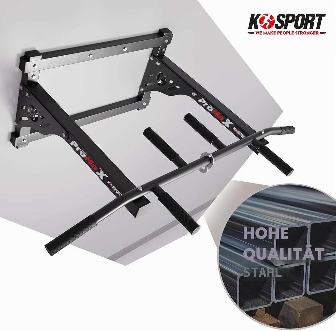 K-Sport: Klimmzugstange zur Wandmontage mit Pull-Up Bar & 3 verschiedenen Griffen I Klimmzugturm für