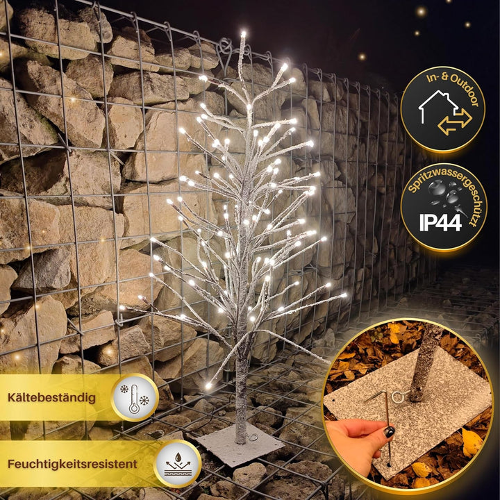 HiLight LED Weihnachtsbaum 80 cm braun - mit 88 warmweissen LEDs und Schneedeko - Christbaum/Tannenb