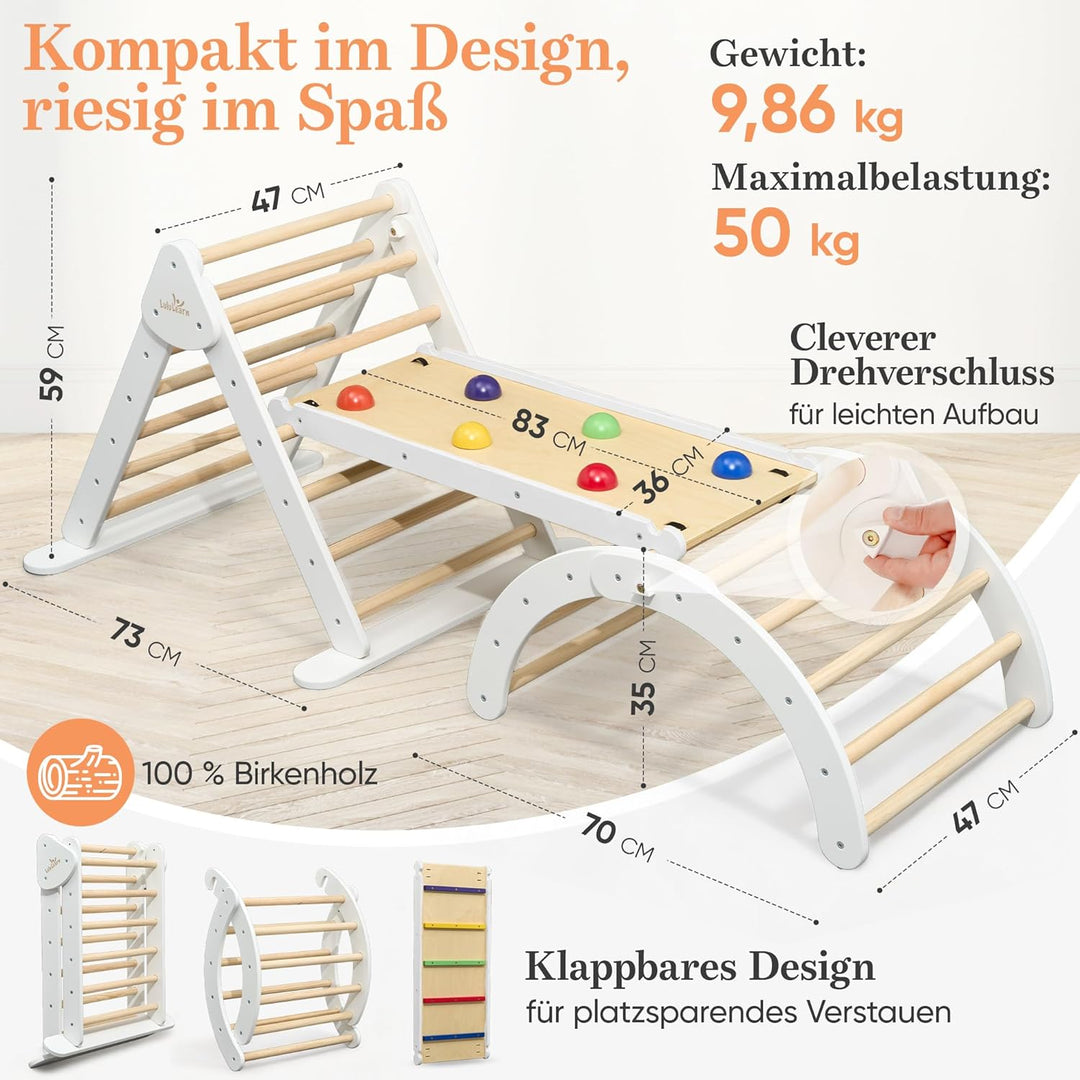 Lululearn® Kletterdreieck, Kletterbogen & Rampe [FALTBAR] ideal für Indoor & Garten - Klettergerüst