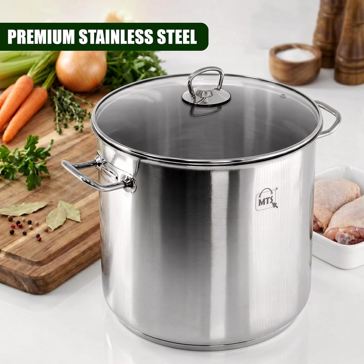 HI Universaltopf mit Glasdeckel (20l & 28cm Durchmesser) - 20 Liter Edelstahl Topf gross, Kochtopf I