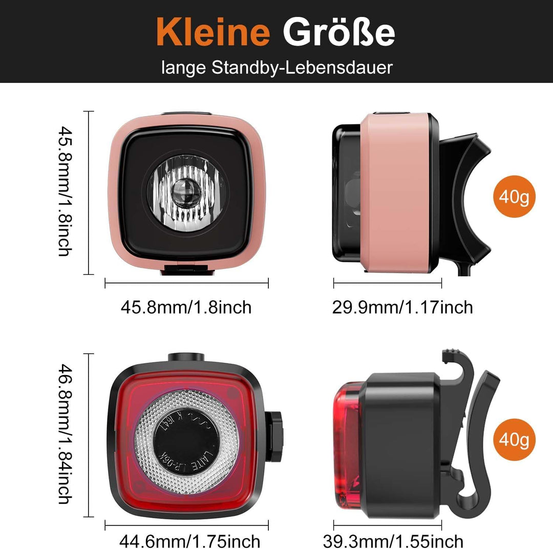 Antimi Fahrradleuchten-Set, StVZO-zugelassen Beleuchtungsset Led IPX5 Frontlicht + Rücklicht Fahrrad