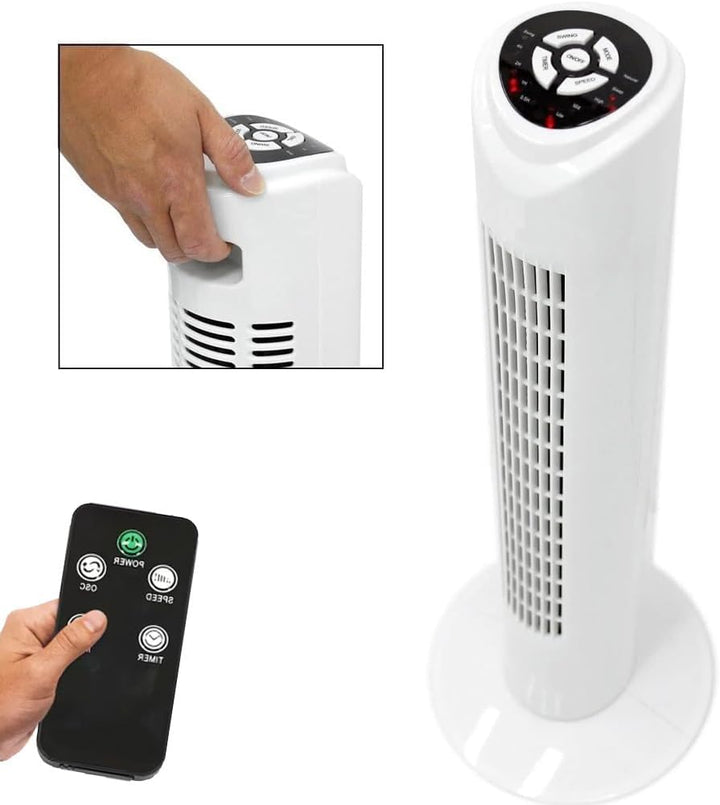 BAKAJI Turmventilator leise Säule automatische Oszillation Leistung 45 W Höhe 80 cm mit 3 Geschwindi