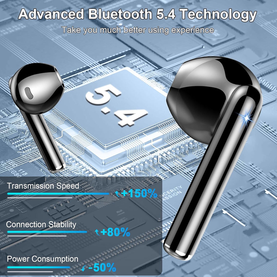 Bluetooth Kopfhörer, Kopfhörer Kabellos Bluetooth 5.4 mit 4 HD Mic Stereo HiFi, In Ear Kopfhörer 40H