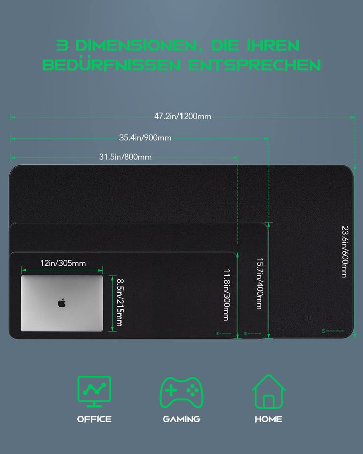 Black Shark Gaming Mauspad XL 900x400x4 mm Schreibtischunterlage mit wasserdichter Oberfläche und Mo