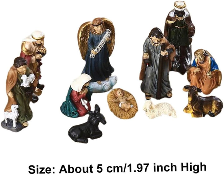 Krippe Miniaturfiguren Weihnachtsfestigungen Mini Inspirierende Harzschmuck Weihnachtsgebättlichkeit