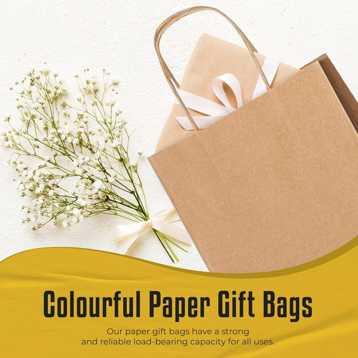 Thepaperbagstore 30 Papiertüten für Partys und Geschenke mit Griffen - Braun - 180x220x80mm