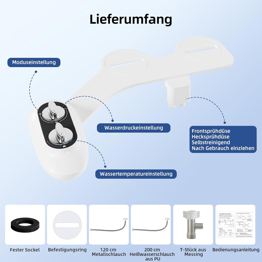Bidet Aufsatz für Toilette, Ultra-Slim Nicht Elektrisch Bidet Einsatz Für Toilette mit, Hot & Cold B