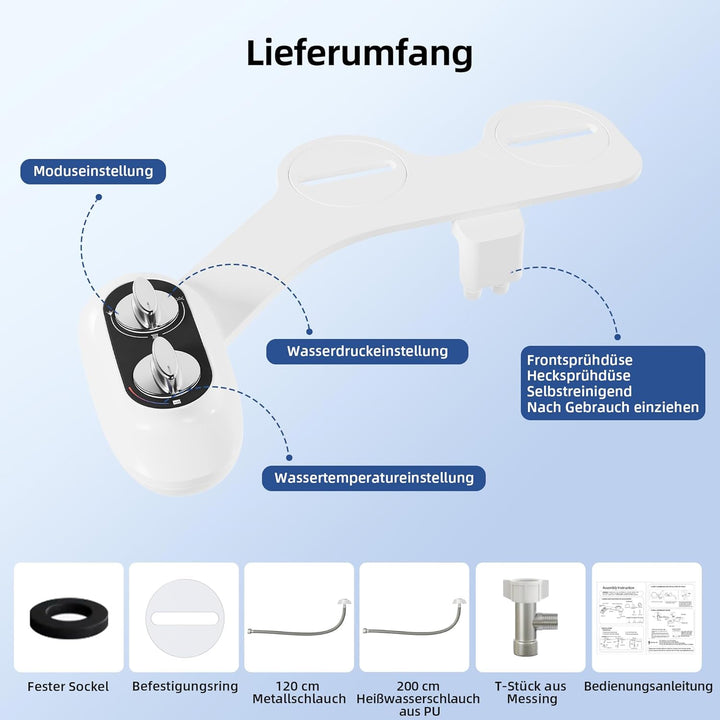 Bidet Aufsatz für Toilette, Ultra-Slim Nicht Elektrisch Bidet Einsatz Für Toilette mit, Hot & Cold B