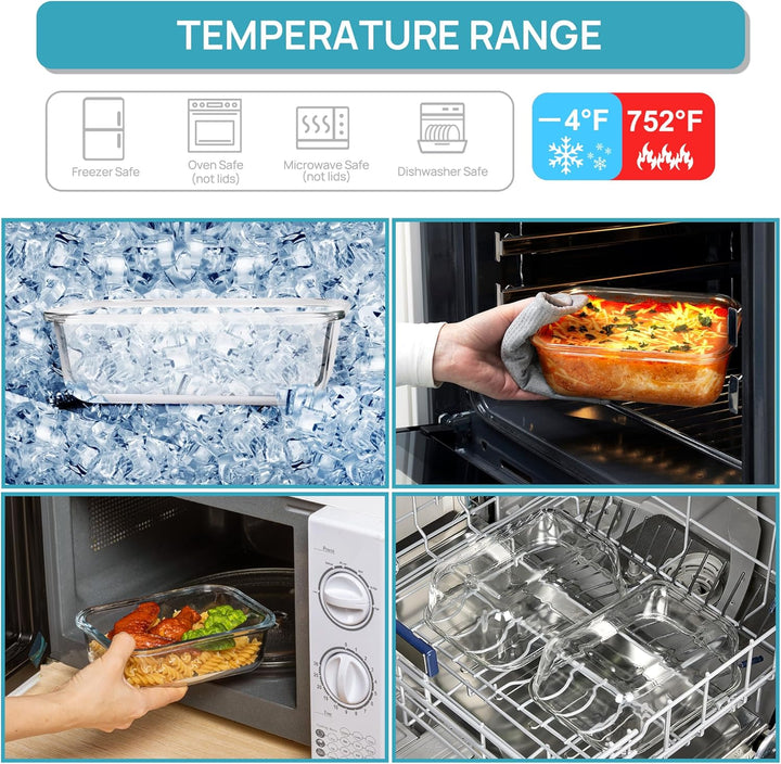 Vtopmart 2 x Glas-Lebensmittelbehälter 2 Pack*1860ml, 2 Pack*1860ml