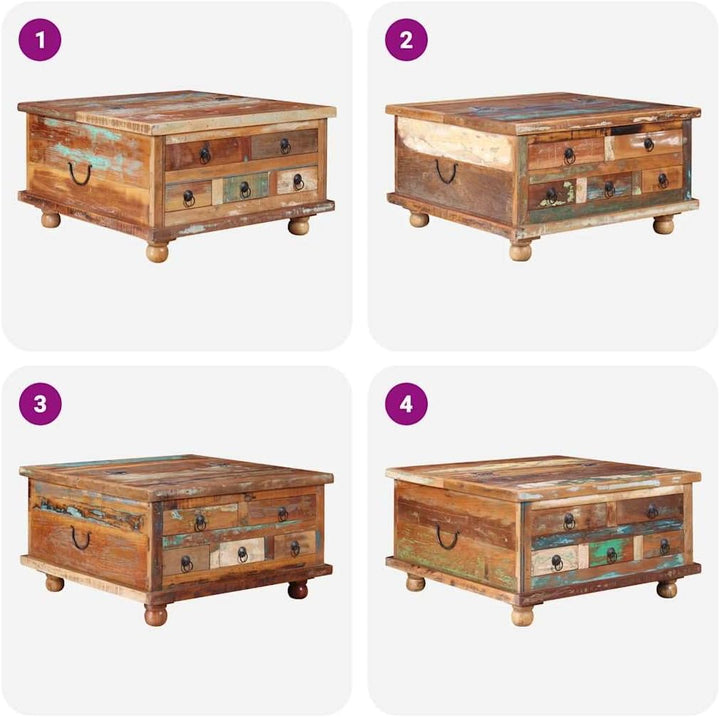 vidaXL Couchtisch mit 5 Schubladen 1 Staufach Vintage Beistelltisch Wohnzimmertisch Kaffeetisch Sofa