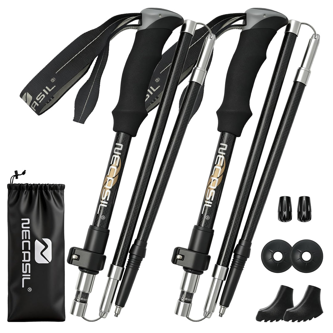 Premium Carbon Wanderstöcke Ultraleicht, Verstellbare Trekkingstöcke 107-125cm mit Korkgriff &amp; Eva-V